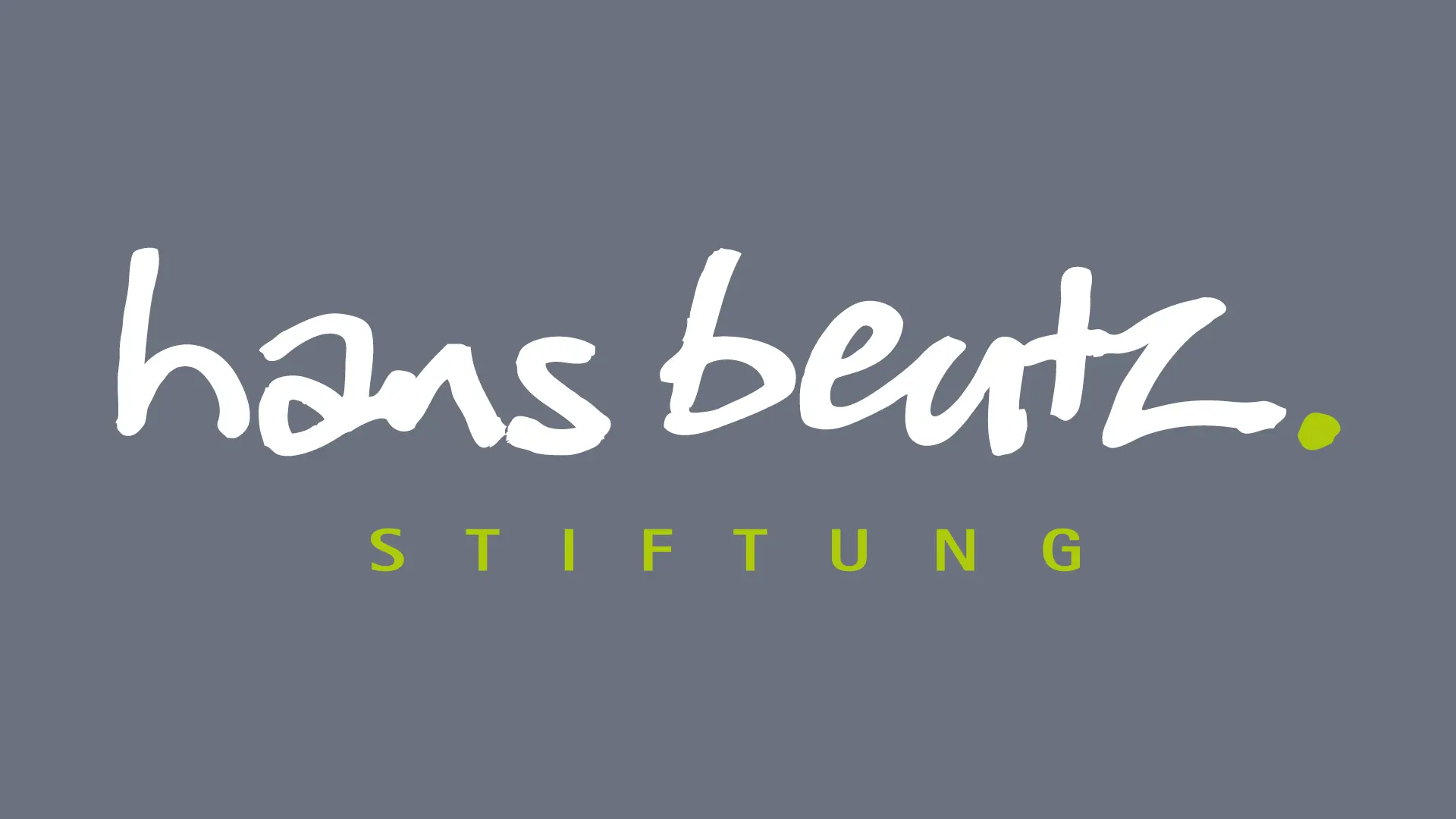 Das Logo der Hans Beutz Stiftung auf grauem Hintergrund